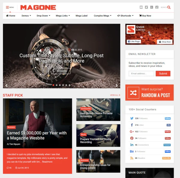 MagOne - Responsive News & Magazine Blogger Template